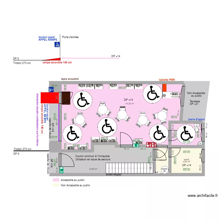 LE SECRET DES PAPILLES APRES TRAVAUX plan coupe. Plan de 