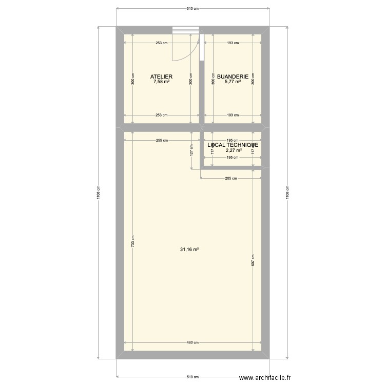 SOREDE GARAGE . Plan de 4 pièces et 47 m2