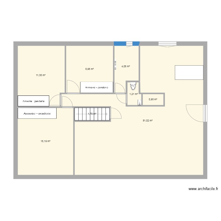 Paix et1. Plan de 8 pièces et 95 m2