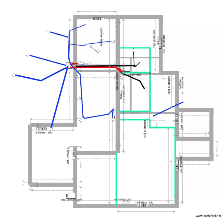 MAISON SAN AVEC ETAGE radiateur. Plan de 