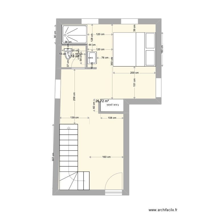 RDC MAISON RDC V2. Plan de 2 pièces et 28 m2