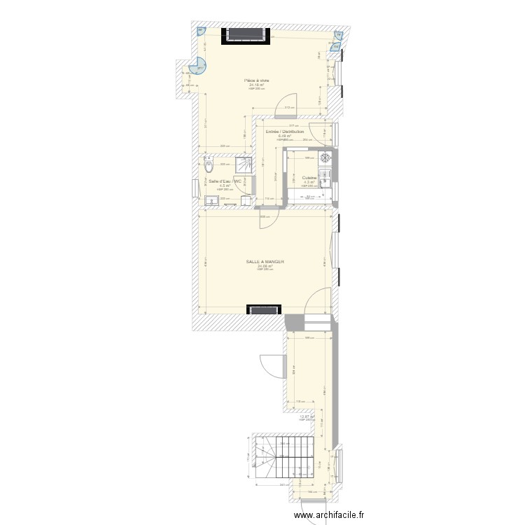 20211231 CHAMAILLARD v0 PPL. Plan de 6 pièces et 77 m2