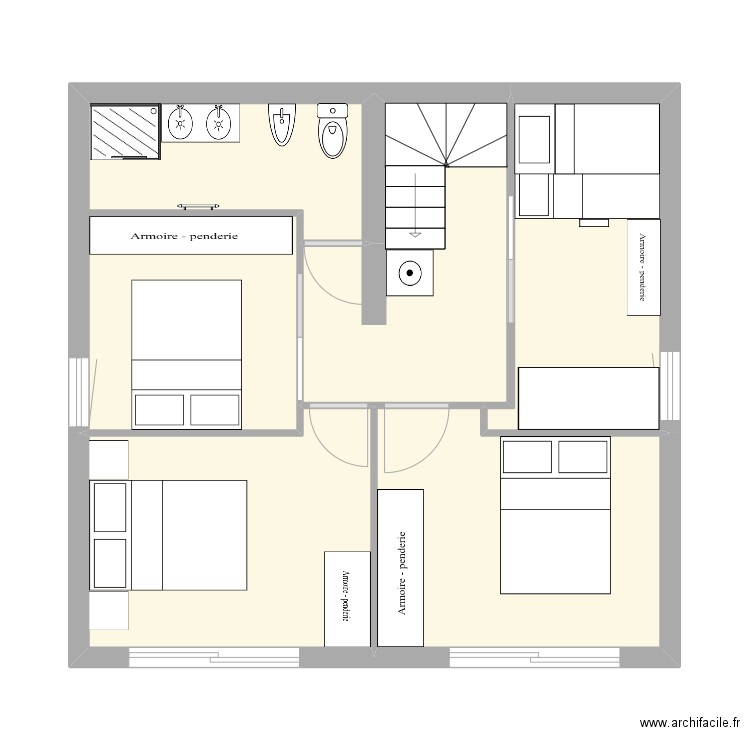 MASERA R-1 PROJET Version 2. Plan de 5 pièces et 47 m2