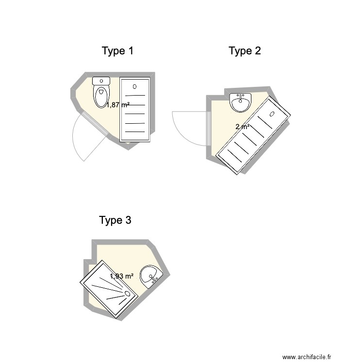 ambassadeur. Plan de 3 pièces et 6 m2