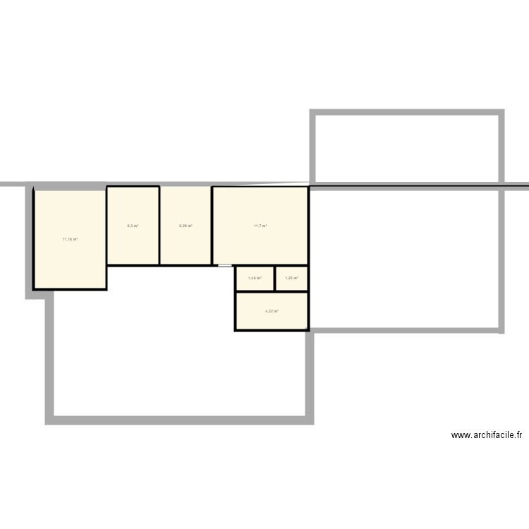 LBSC. Plan de 7 pièces et 42 m2