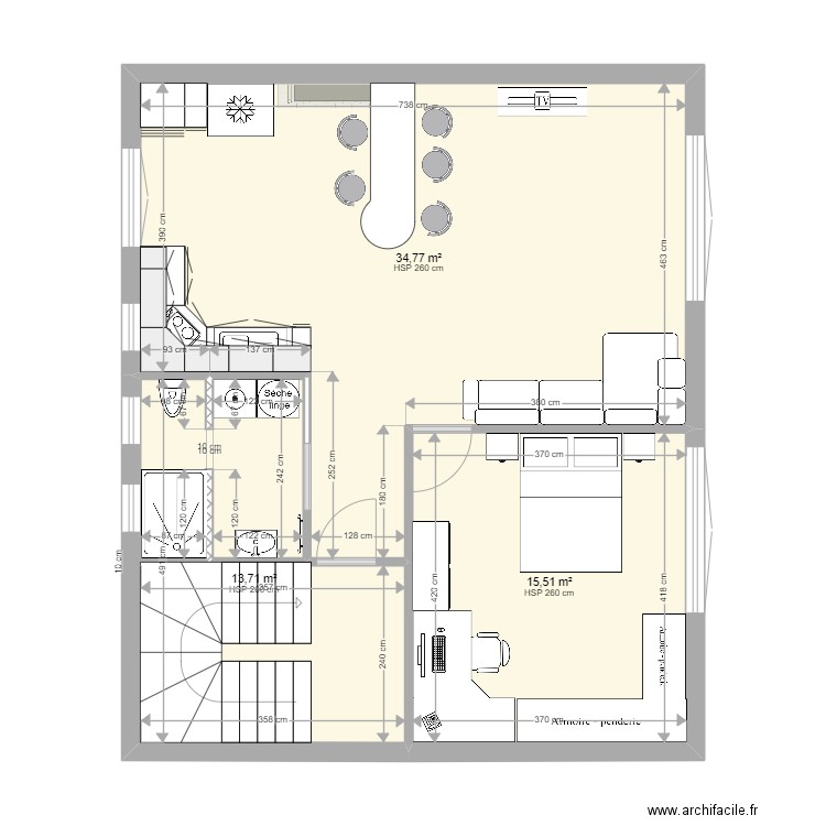 appartement Baptiste 1. Plan de 3 pièces et 64 m2