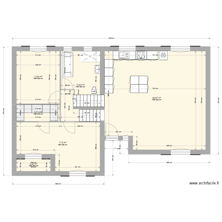 maussane 1 rdc sdbain1. Plan de 6 pièces et 98 m2