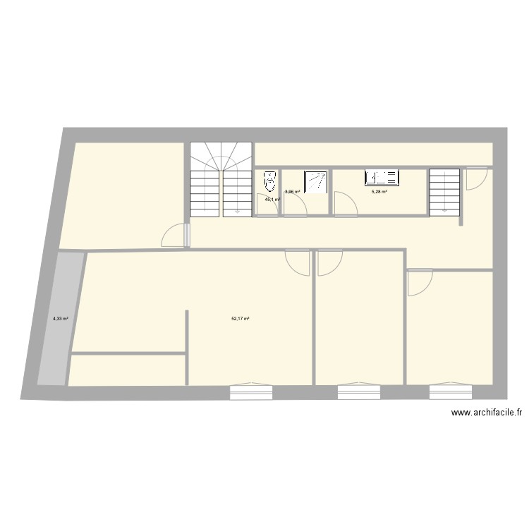 Izeaux 2ieme étage. Plan de 6 pièces et 123 m2