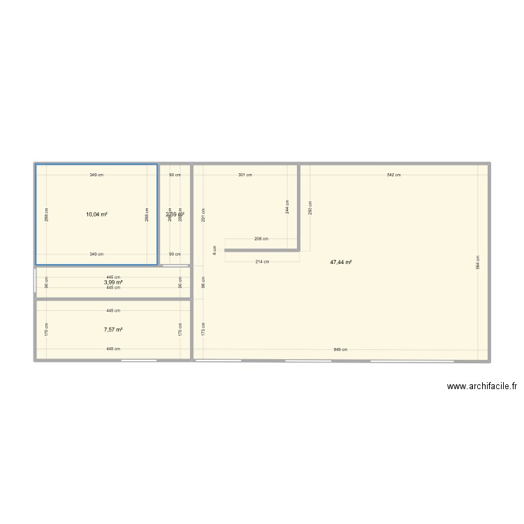 rez de chaussé HSP 245 cm base. Plan de 5 pièces et 72 m2