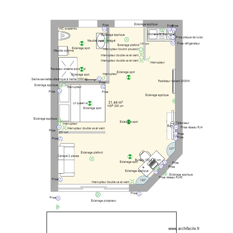 EXTENSION MAISON 74 BIS. Plan de 4 pièces et 80 m2