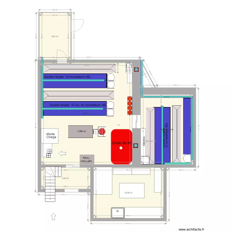 Incubation dans annexe. Plan de 