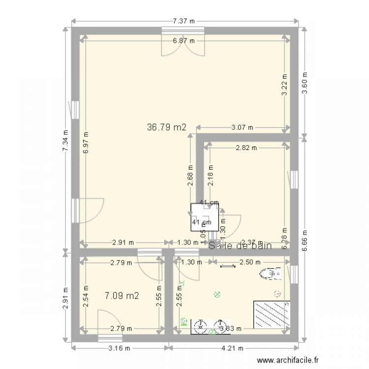 plan de maison 3 pièces