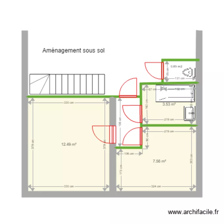Am&eacute;nagement sous sol. Plan de 