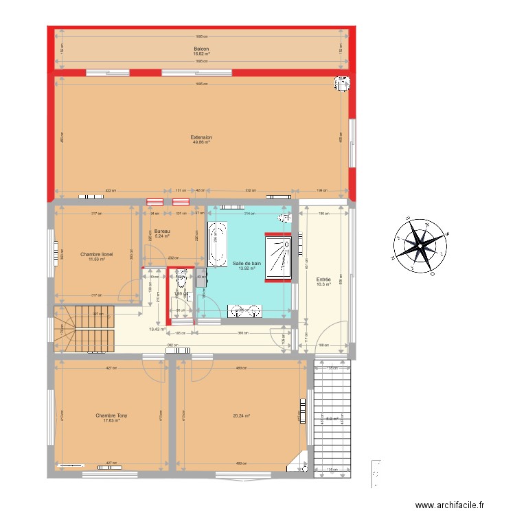 Extension Sans meubles. Plan de 0 pièce et 0 m2