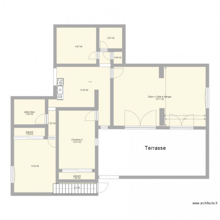 Appartement vert. Plan de 0 pièce et 0 m2