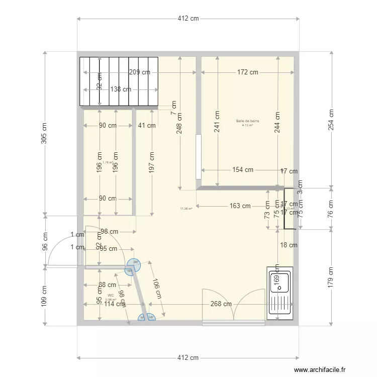 Salle de Bains Laurence et Dom Projet 1 vide  071020. Plan de 