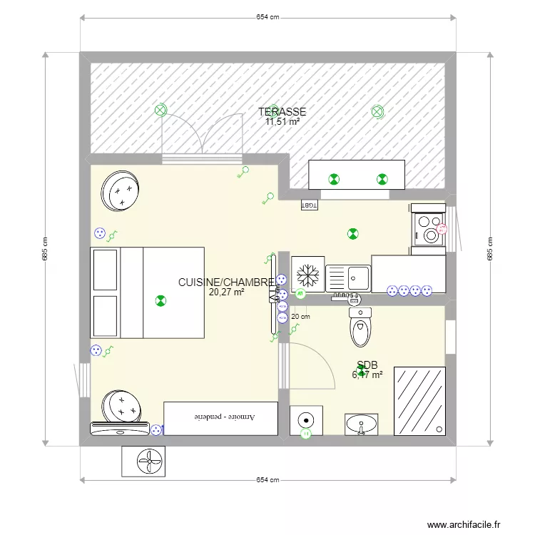 STUDIO 1. Plan de 