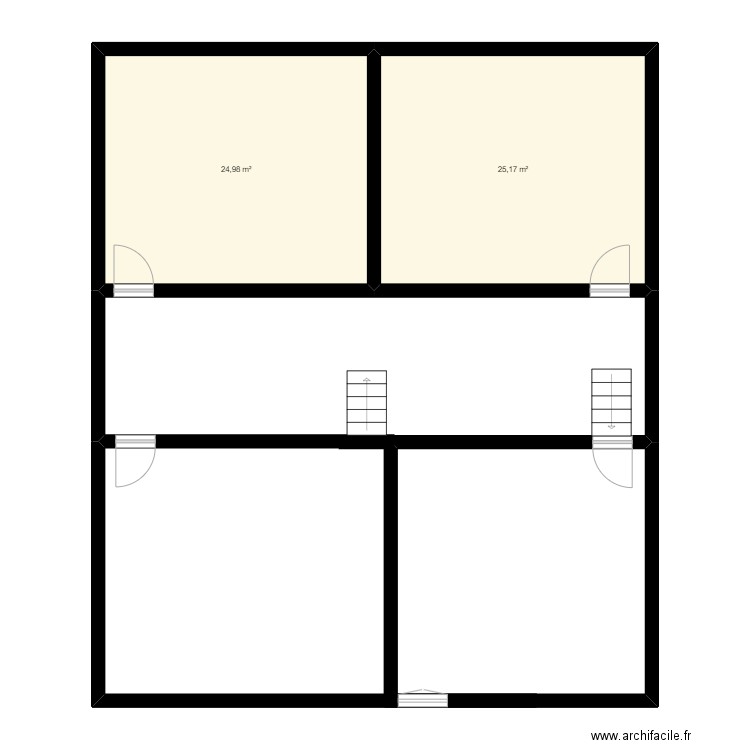 grange. Plan de 2 pièces et 50 m2