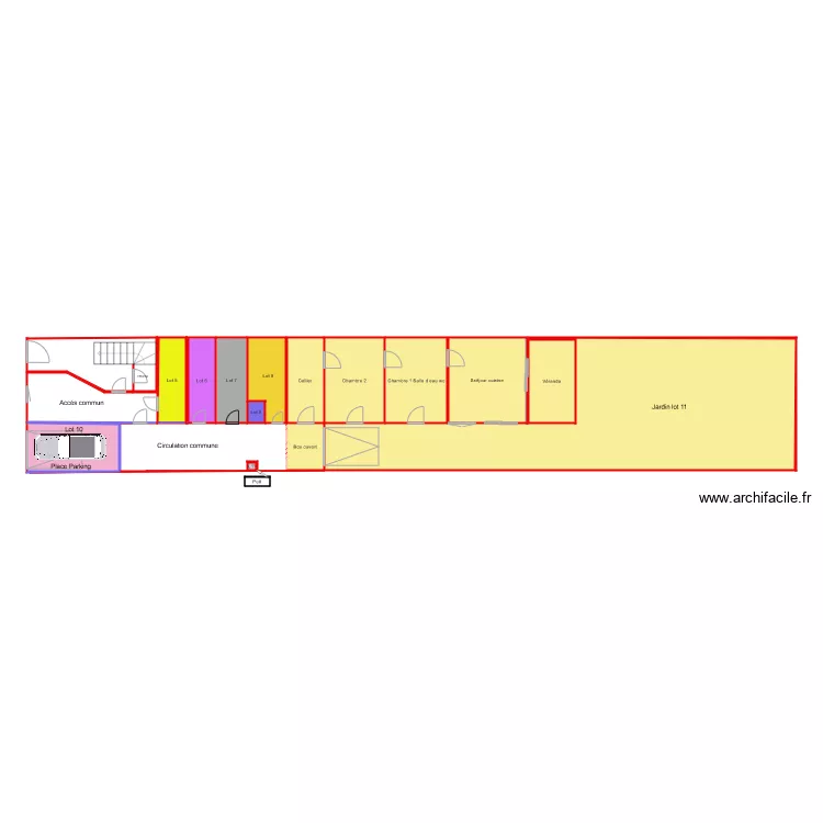 rez de chauss&eacute; pousssy v7. Plan de 