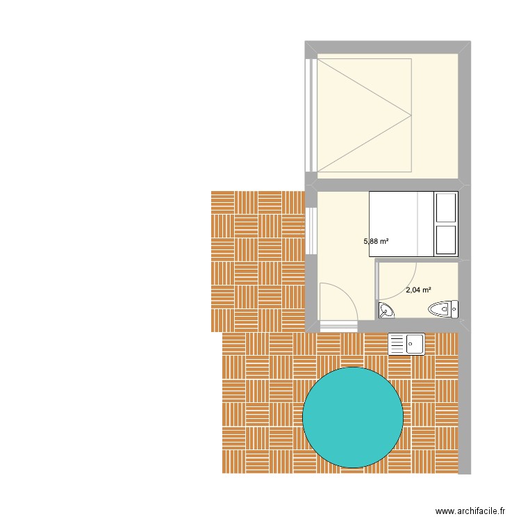 Abri de jardin 2. Plan de 3 pièces et 16 m2