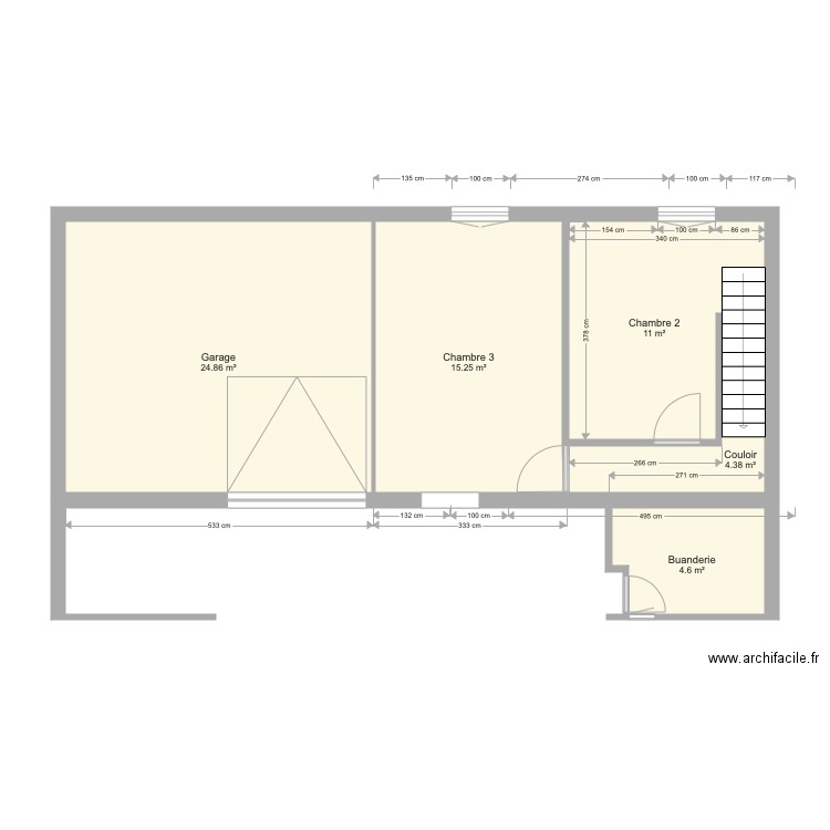 Chambres bas modifié. Plan de 0 pièce et 0 m2