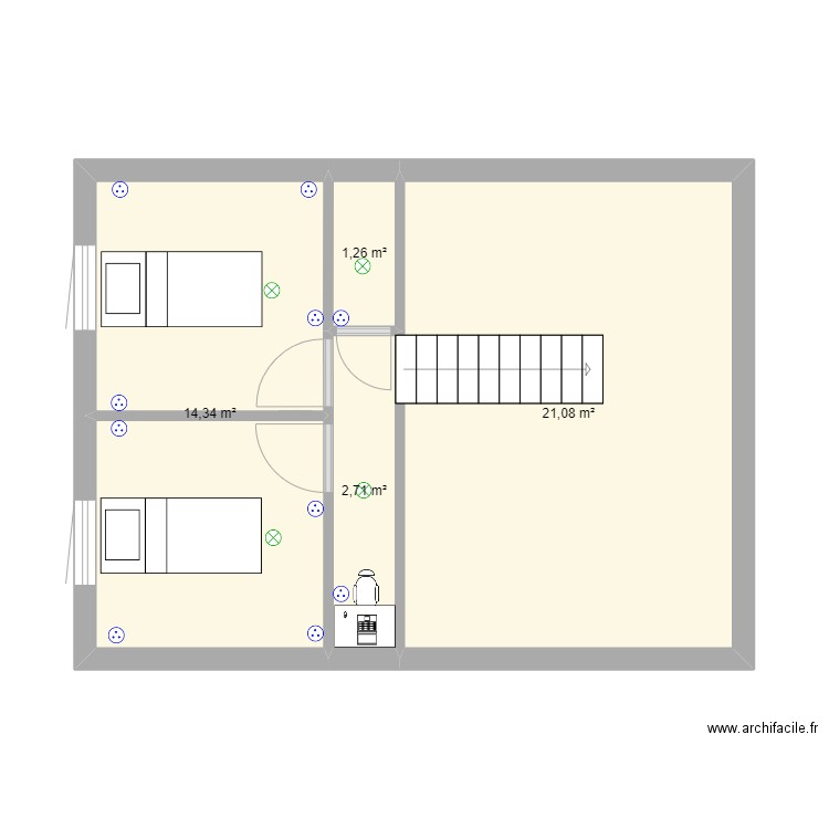 etage 1. Plan de 4 pièces et 39 m2