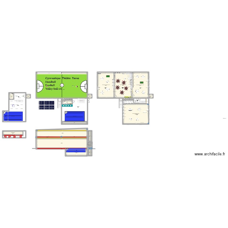 salle sport crèche. Plan de 35 pièces et 709 m2