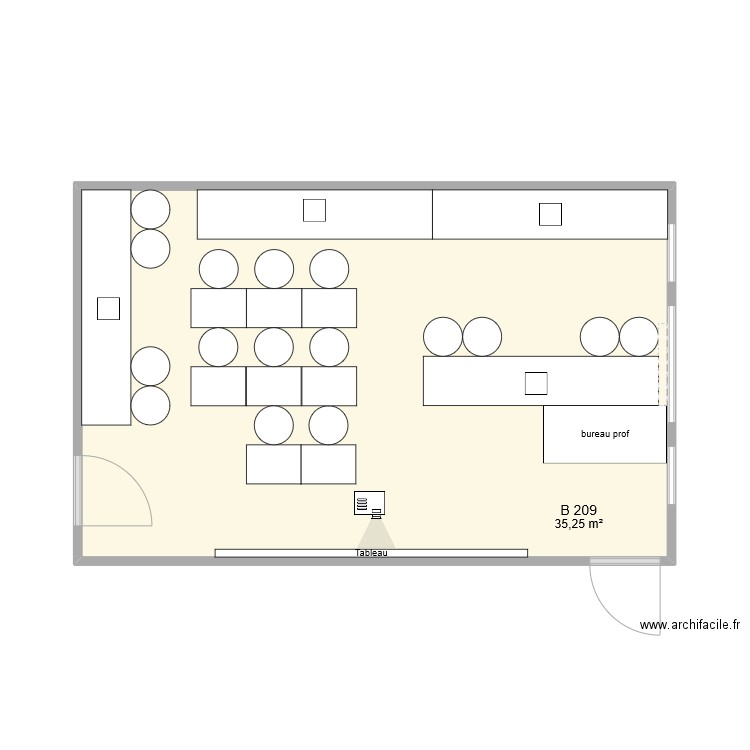 B209. Plan de 1 pièce et 35 m2