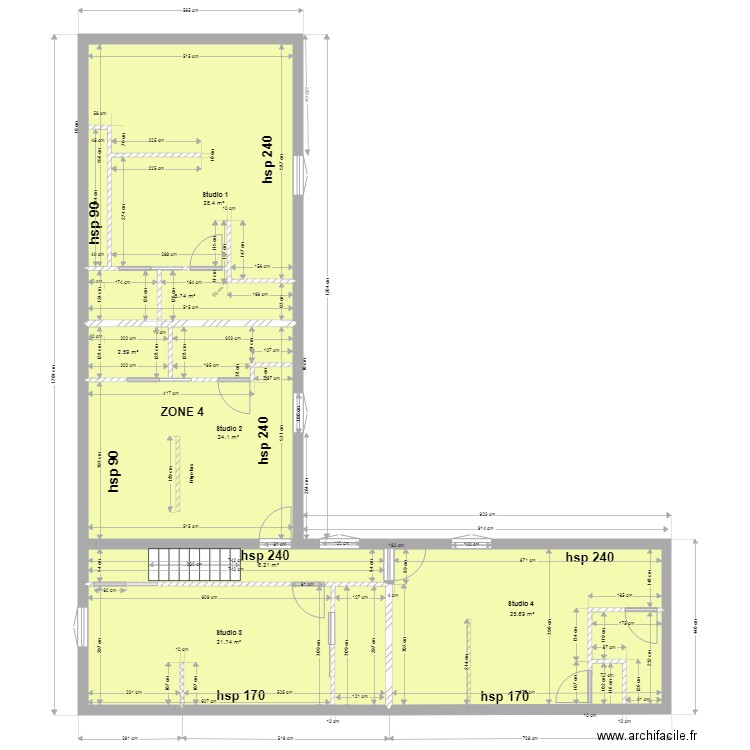 studios etage placo ZONE 4  . Plan de 0 pièce et 0 m2