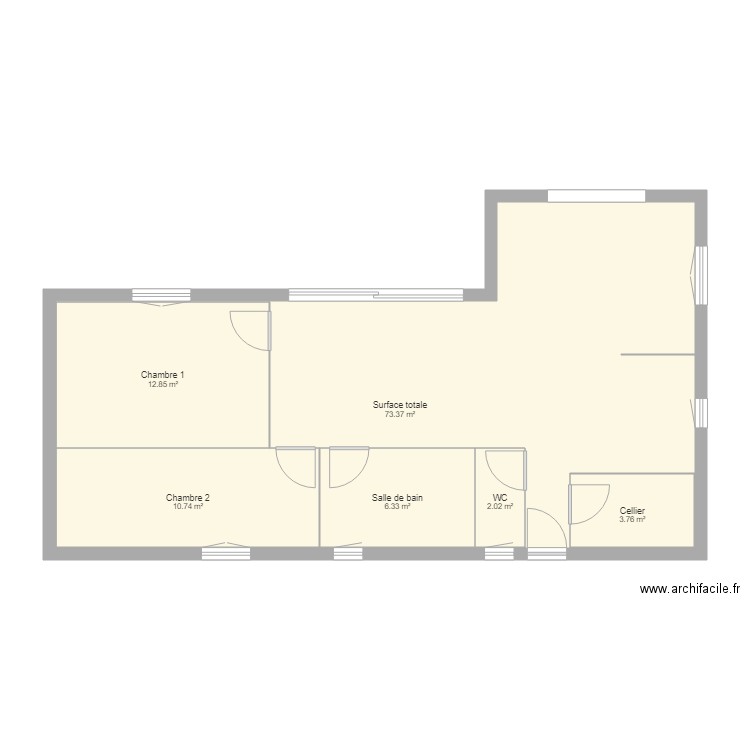 Plan maison L 75m2. Plan de 0 pièce et 0 m2