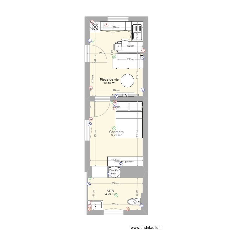 Maisonnette Dalby 3. Plan de 3 pièces et 25 m2