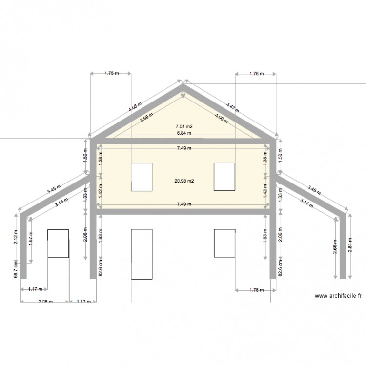 façade. Plan de 0 pièce et 0 m2