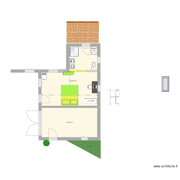Sauzon Cbre + Garage 7.11.2022. Plan de 2 pièces et 37 m2