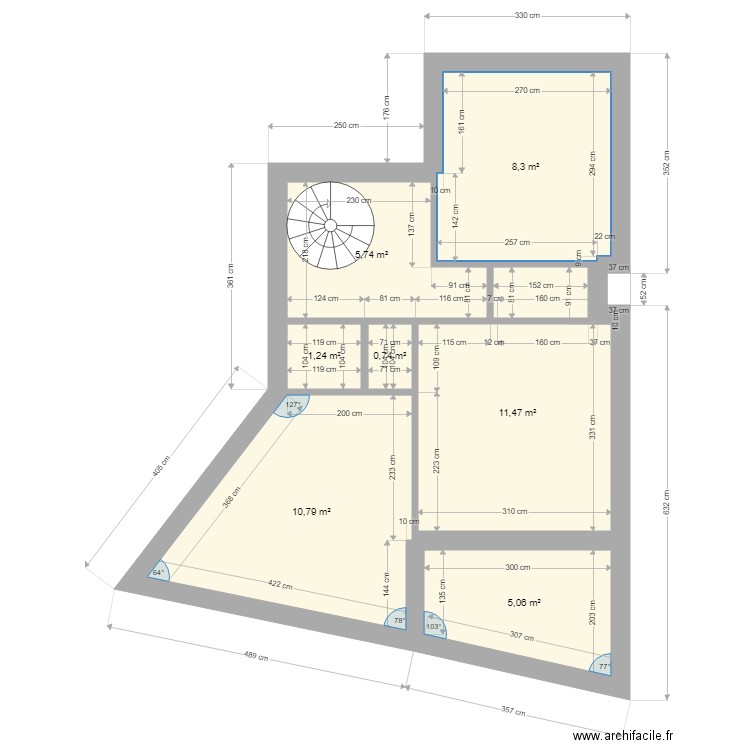 PLAN GENERAL SURELEVATION AMENAG INTERIEUR PICCOLINA . Plan de 7 pièces et 43 m2