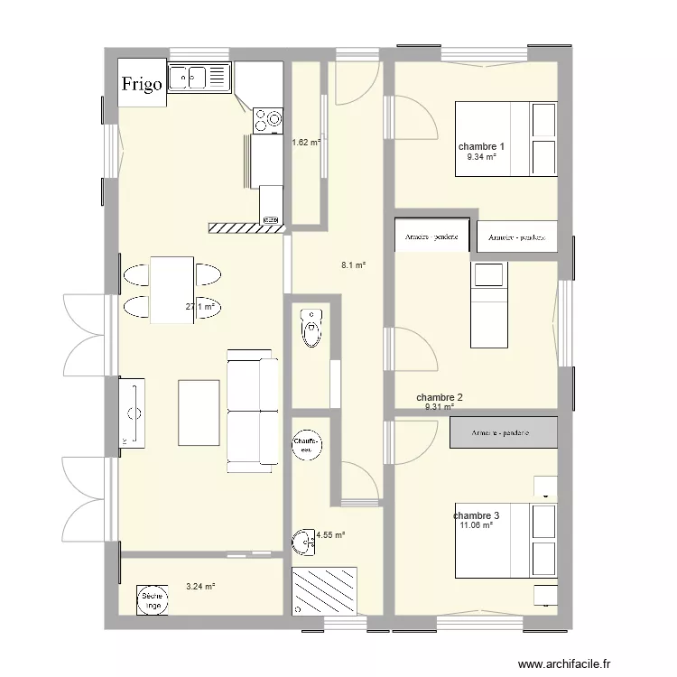 appart arlac elsa3a. Plan de 
