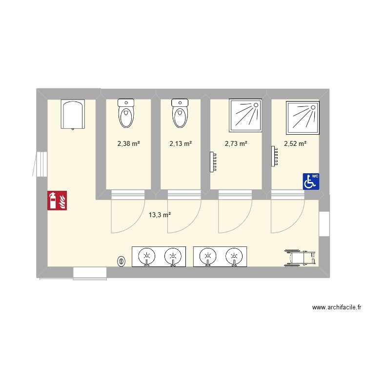 toilette . Plan de 0 pièce et 0 m2