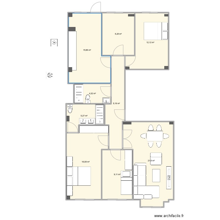 Piso Segado del Olmo2. Plan de 9 pièces et 101 m2