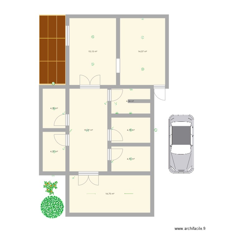 Maison sculteur. Plan de 9 pièces et 82 m2