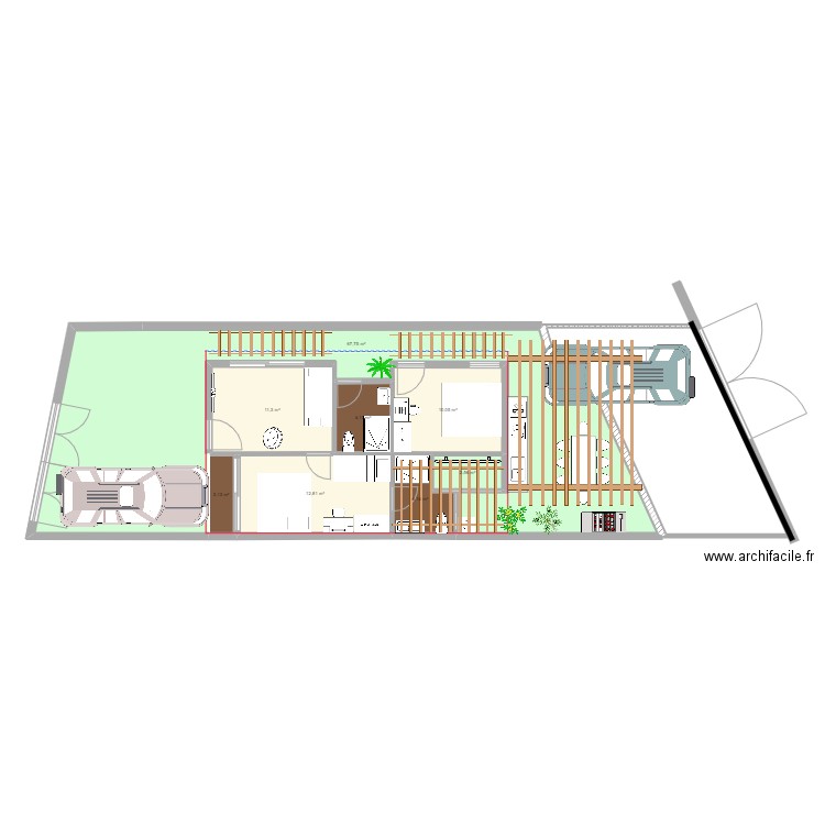 Maison Long Hai. Plan de 8 pièces et 115 m2