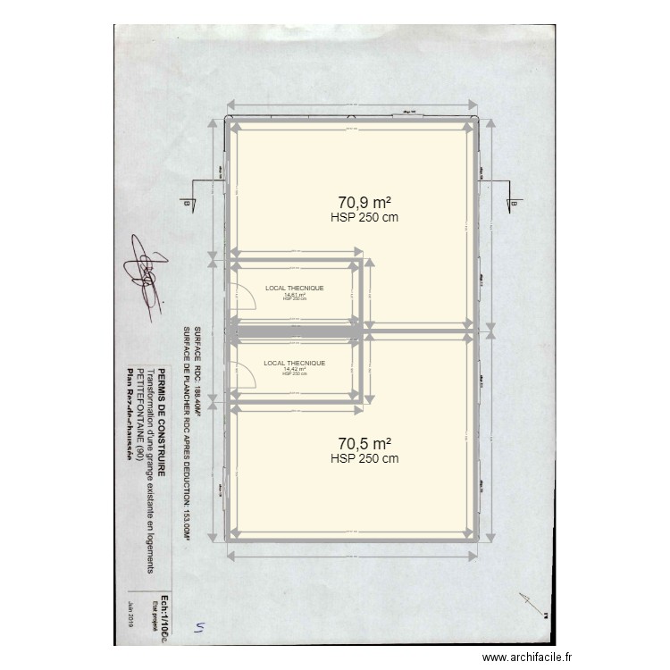 MAIRIE GARAGES TRANSFORMATION . Plan de 4 pièces et 170 m2