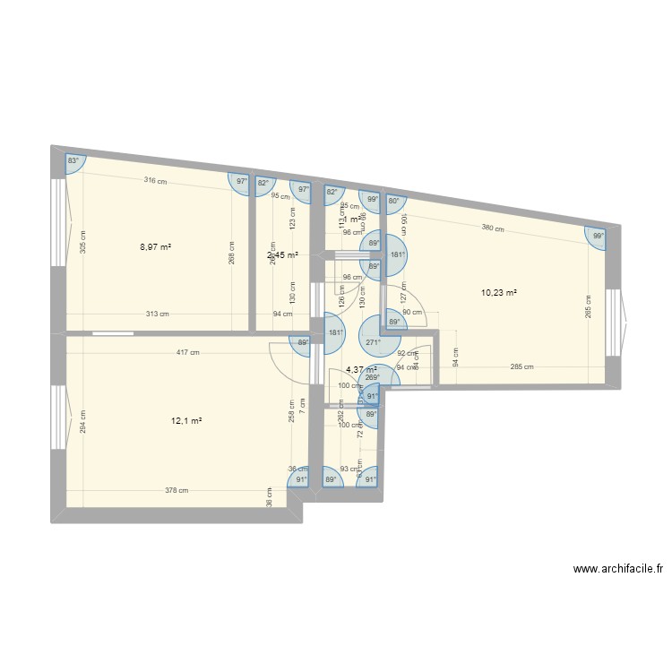 cabinet 2. Plan de 6 pièces et 39 m2