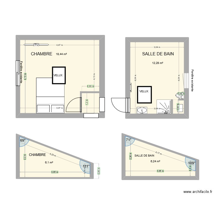 COMBLE. Plan de 0 pièce et 0 m2