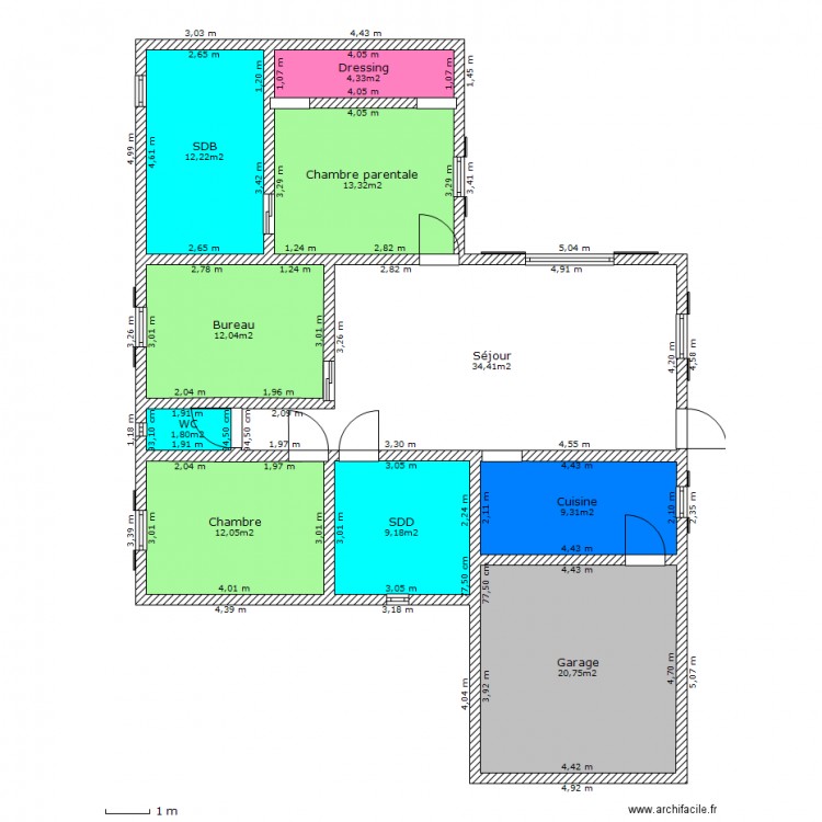 maison en Z   garage. Plan de 0 pièce et 0 m2