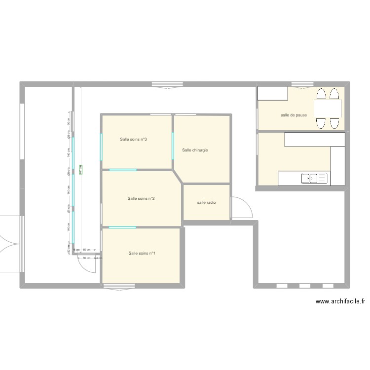 aménagement. Plan de 7 pièces et 52 m2