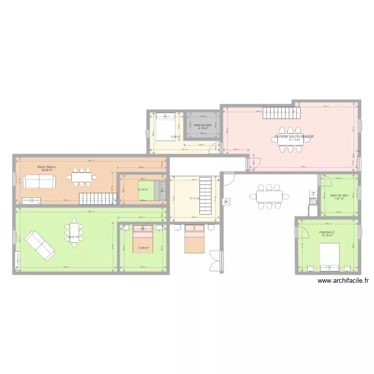 ROUANET R2 AVANT TRAVAUX . Plan de 