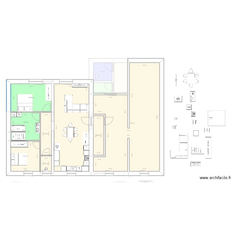 Henriville amenagement test appt 3. Plan de 20 pièces et 340 m2