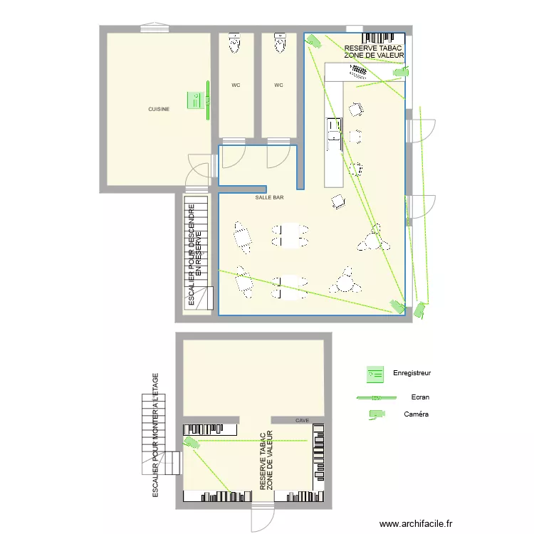 TABAC L INDUS video protection. Plan de 