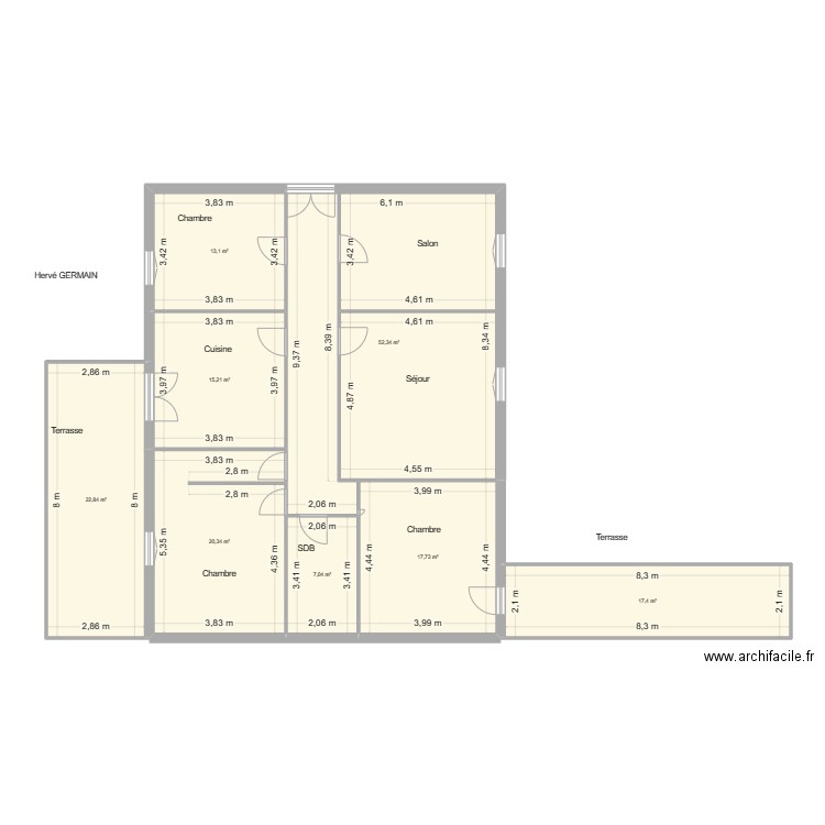 Henri GERMAIN. Plan de 8 pièces et 166 m2