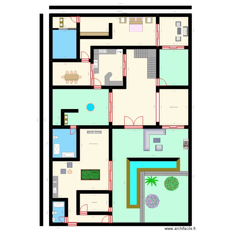 maison modern . Plan de 16 pièces et 476 m2