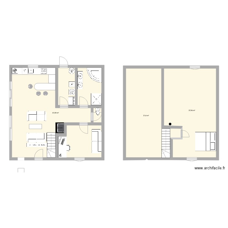 azur. Plan de 3 pièces et 136 m2